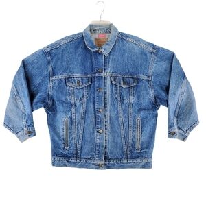 Vtg Levis Trucker Jacket Sz L Type III Blue Denim 77930-7206 Button USA Made 90s